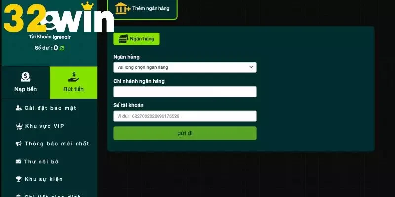 Hướng dẫn quy trình rút tiền 32Win chính xác nhất đến hội viên